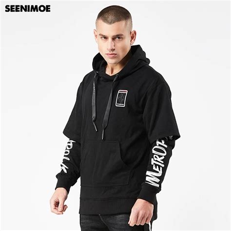 Seenimoe Hip Hop Hoodie Mens 2019 High Street Hoodies Men Full Sleeve