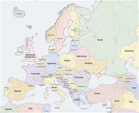 Auto Karta Evrope Sa Drzavama Karta Evrope Sa Drzavama I Glavnim