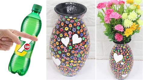 Beautiful And Easy Flower Vase From Plastic Bottle And Plaster Youtube