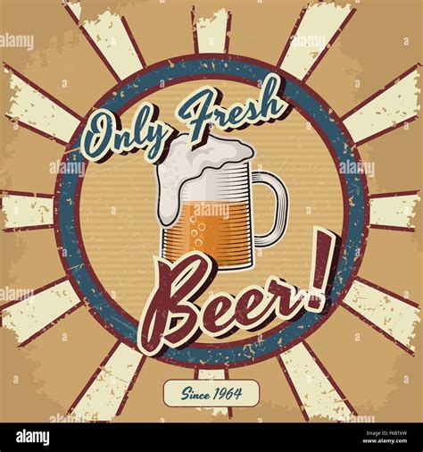 Retro Beer Vector Poster Vintage Poster Template For Fresh Beer Retro
