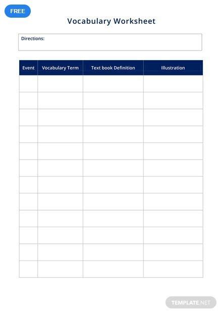 Printable Blank Vocabulary Worksheets Kidsworksheetfun