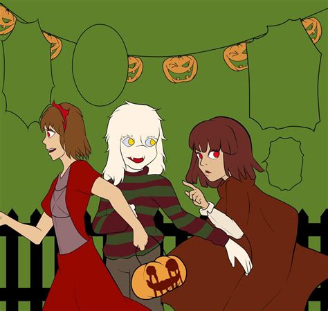 🎃 ¡feliz Halloween 🎃 Frisk Chara And Asriel Fan Art Undertale
