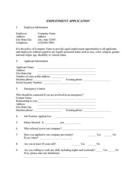 Employment Application Fillable Pdf Free Printable Legal Forms