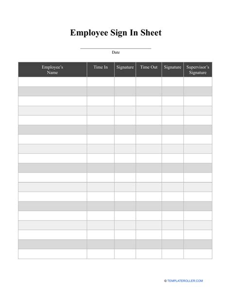 Employee Sign In Sheet Template Fill Out Sign Online And Download