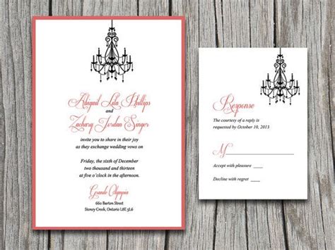 Chandelier Wedding Invitation And Rsvp Card With Envelopes By