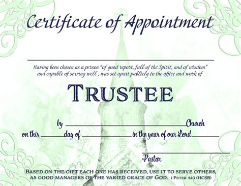 Certificate Of Appointment Trustee Downloadable Pdf Printable