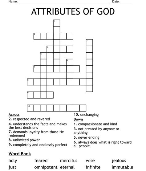 Attributes Of God Crossword Wordmint