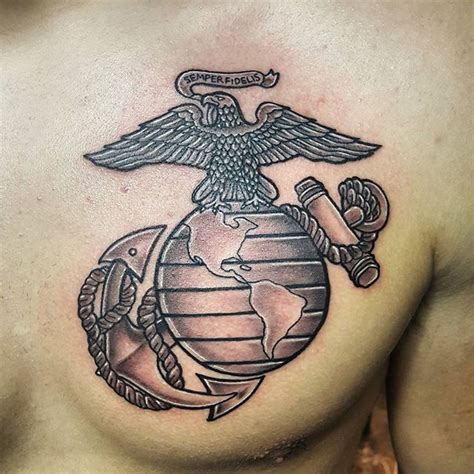 Us Marines Chest Tattoo Veteran Ink