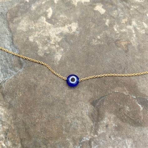 Evil Eye Necklaces Gold Filled Blue Eyes Minimalist Kabbalah Etsy