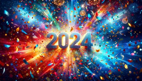 Welcoming 2024 Vibrant New Year Celebration Backdrop Stock