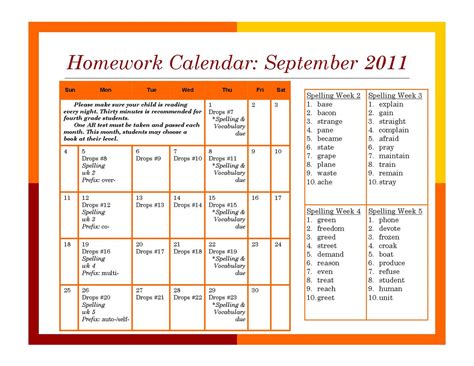 Mrs Ainslies Classroom Site Homework Calendar