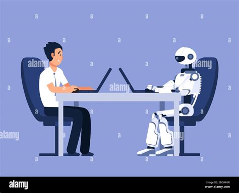 Robot And Businessman Robots Vs Human Future Replacement Conflict Ai