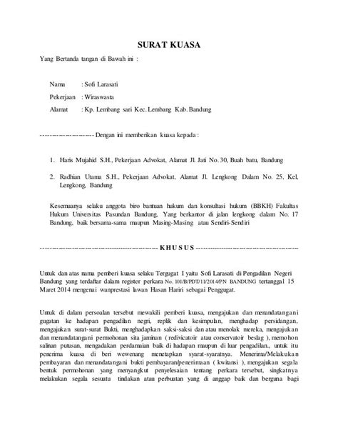 Detail Contoh Surat Kuasa Banding Perdata Koleksi Nomer 36