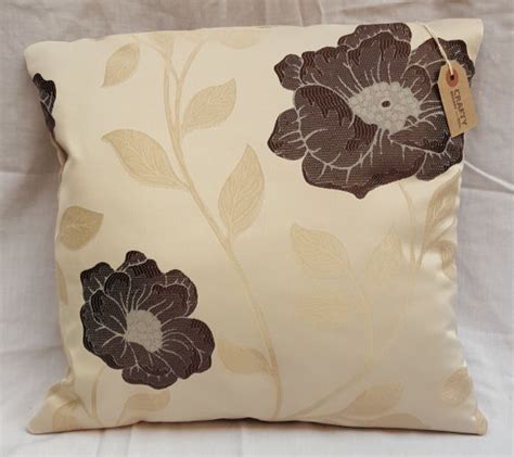 Soft floral pattern in browns. Brown Floral Pattern Cushion on Cream with Zip | Handmade ...