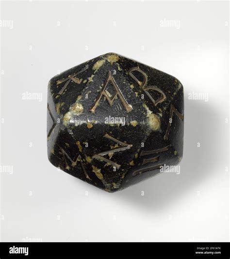 20 Sided Die Icosahedron With Greek Alphabet Stock Photo Alamy
