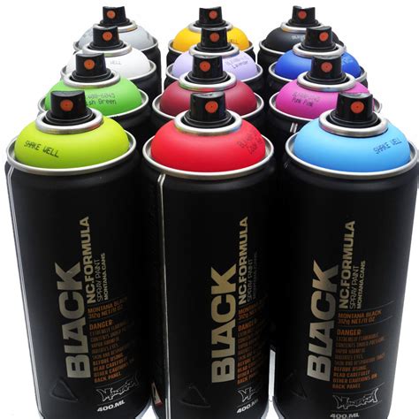 Montana Black 400ml Spray Paint 12 Pack Popular Colors Infamyart