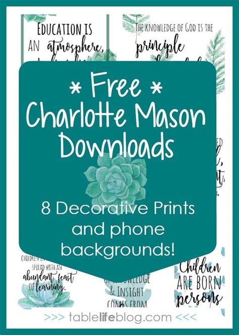 The Free Charlotte Mason Printables And Phone Background Is Featured In This Postcard