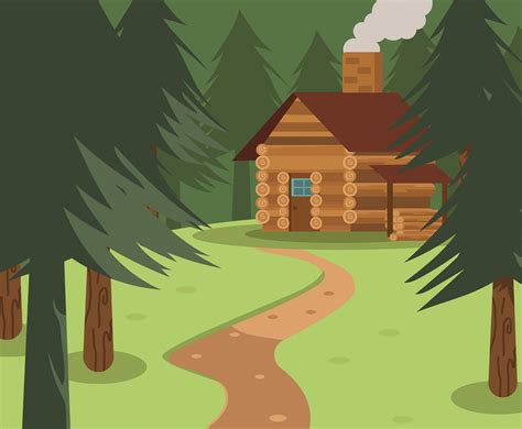 Cabin In A Woods Vector Vector Art And Graphics