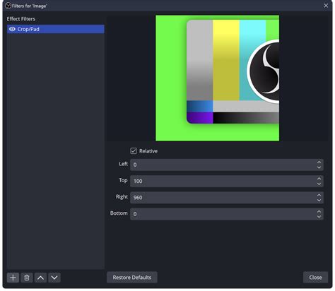 Crop/Pad Filter | OBS