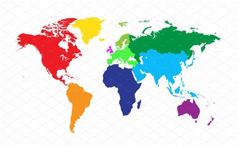 World Map Colored Illustrator Graphics Creative Market
