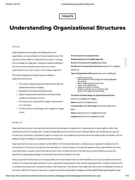 understanding organizational structures pdf