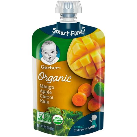 Gerber Organic 2nd Foods Baby Food Mango Apple Carrot Kale 35 Oz Pouch