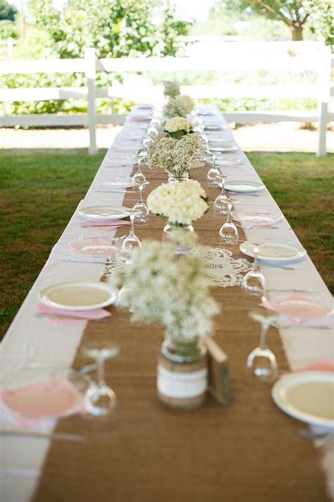 Image Result For White Pink And Burlap Table Setting Table Runners