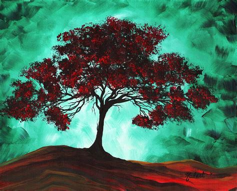 Abstract Art Original Colorful Tree Painting Passion Fire