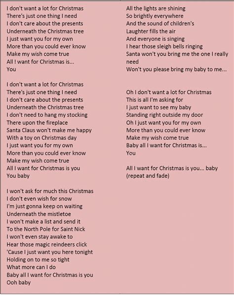 All I Want For Christmas Is You Lyrics Christmas Lyrics Christmas Songs Lyrics Christmas