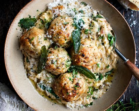 Baked Sage Chicken Meatballs With Parmesan Orzo The Original Dish