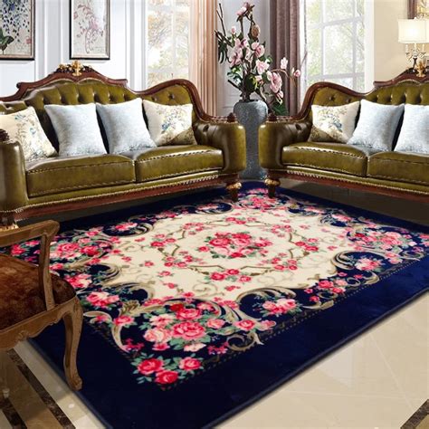 Honlaker Rose Carving Carpet Luxury Living Room Decorative Carpets
