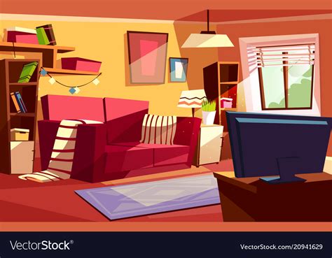 The scene uses only 5 materials, so you can easily import and configure the scene in another program. Living room interior cartoon Royalty Free Vector Image