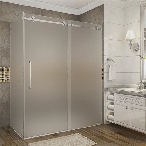 Aston Moselle 56 In 60 In X 35 In X 75 In Frameless Sliding Shower Enclosure Frosted