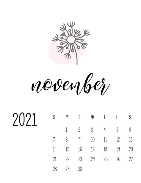 I Love This Little Botanical November 2021 Calendar Its Free Easy To