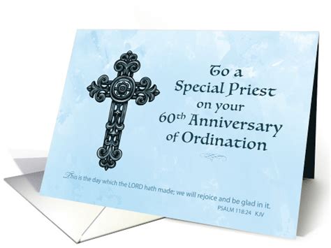 60th Ordination Anniversary Priest Ornate Cross Card 1354738