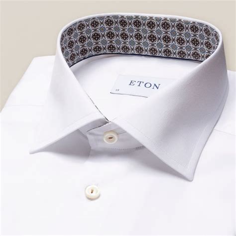 Eton Shirt White Organic Cotton Signature Twill With Medallion