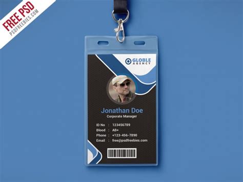 Multipurpose Dark Office ID Card Free PSD Template ...