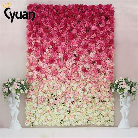 Rose Pink Ombre Flower Wall Faux Silk Handmade Wedding Flowers