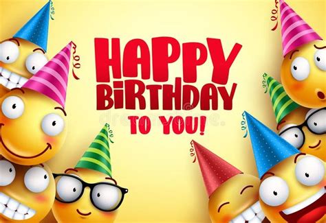 Happy Birthday Vector Smileys Greetings Design With Funny Royalty Free