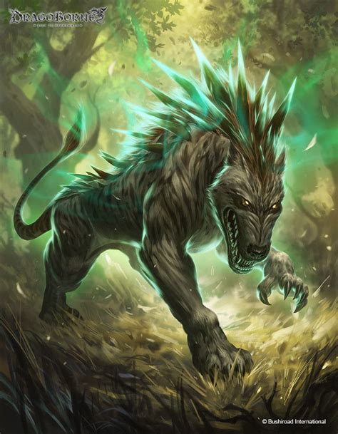 Emerald Wolf Fantasy Creatures Art Mythical Creatures Art
