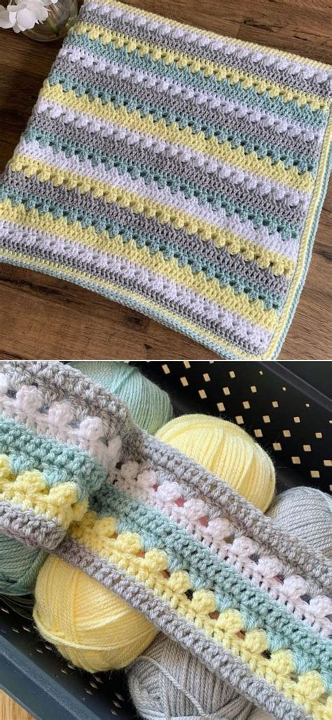 Cosy Stripe Baby Blanket Free Crochet Pattern Pattern Center In 2022