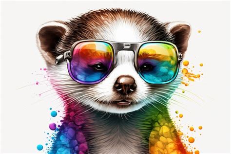 Premium Ai Image Brightly Colored Image Of A Ferret Wearing