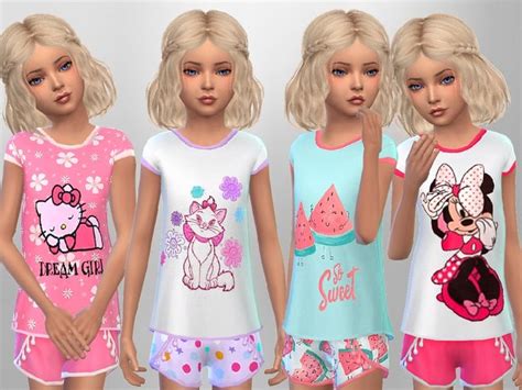Set Of 4 Girls Sleepwear Outfits For Sleepwear And Everyday Found In