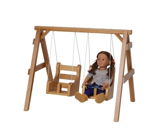 American Made Wooden Doll Playground Set Swing Slide And See Saw