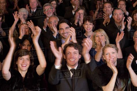 Happy Audience Clapping In Theater Stock Photo Dissolve