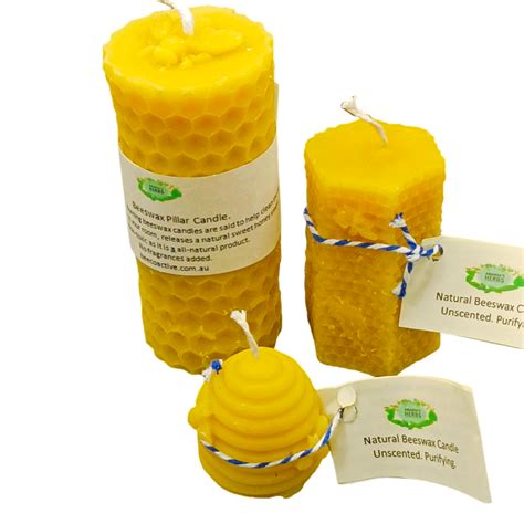 Bundle Of 3 Natural Beeswax Candles Beecoactive