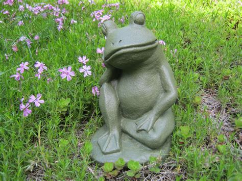 Frog Garden Statue Relaxing Concrete Frog Cement Garden Art Etsy