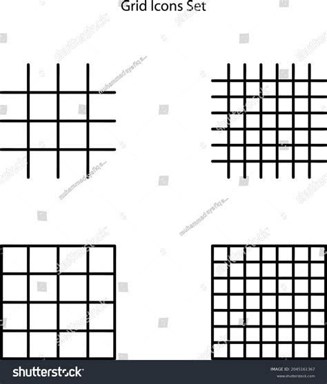 Grid Icons Set Isolated On White Stock Vector Royalty Free 2045161367