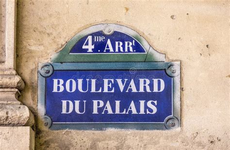 Boulevard Du Palais Old Street Sign In Paris Stock Image Image Of