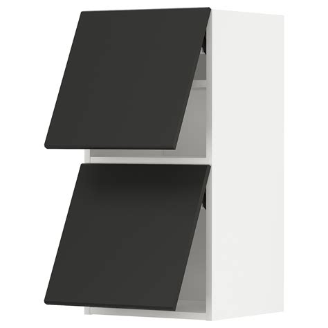 METOD Veggskap horisont m 2 vitrinedører - hvit/Kungsbacka antrasitt - IKEA